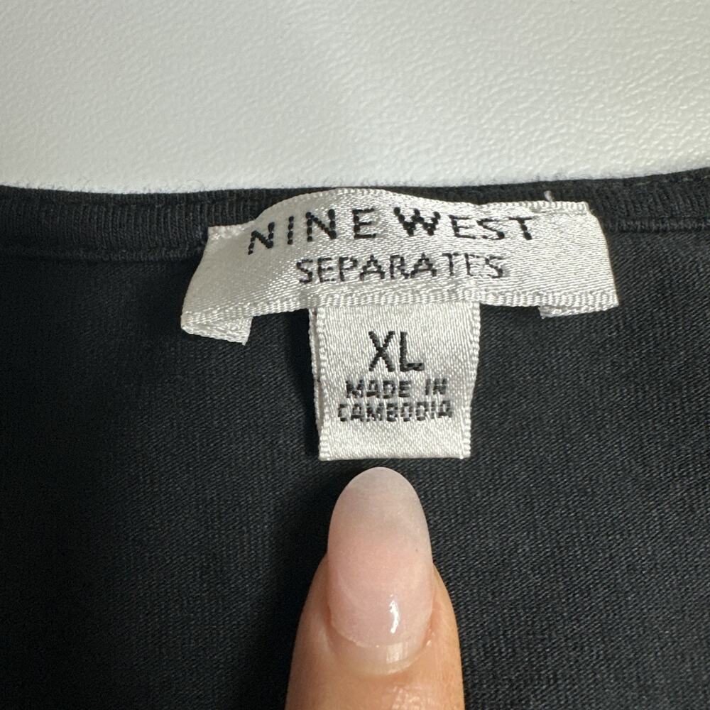 Vintage  Nine West Ring Detail Black Sleeveless Top XL Stretch Minimalist Y2K EC - Picture 8 of 9
